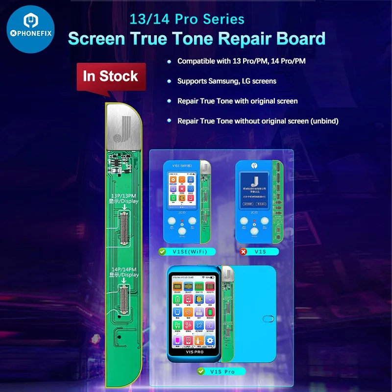 NEW JCID JC V1SE V1S PRO Dot Matrix Face LCD True Tone Photosensitive Original Color Fingerprint Battery Board For IPhone X 15pm