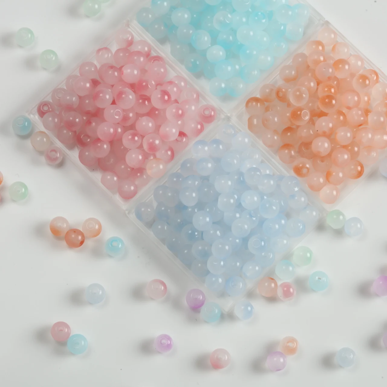 Mint Green Gradient Glass Beads - 6mm Round for Handmade Jewelry Creations