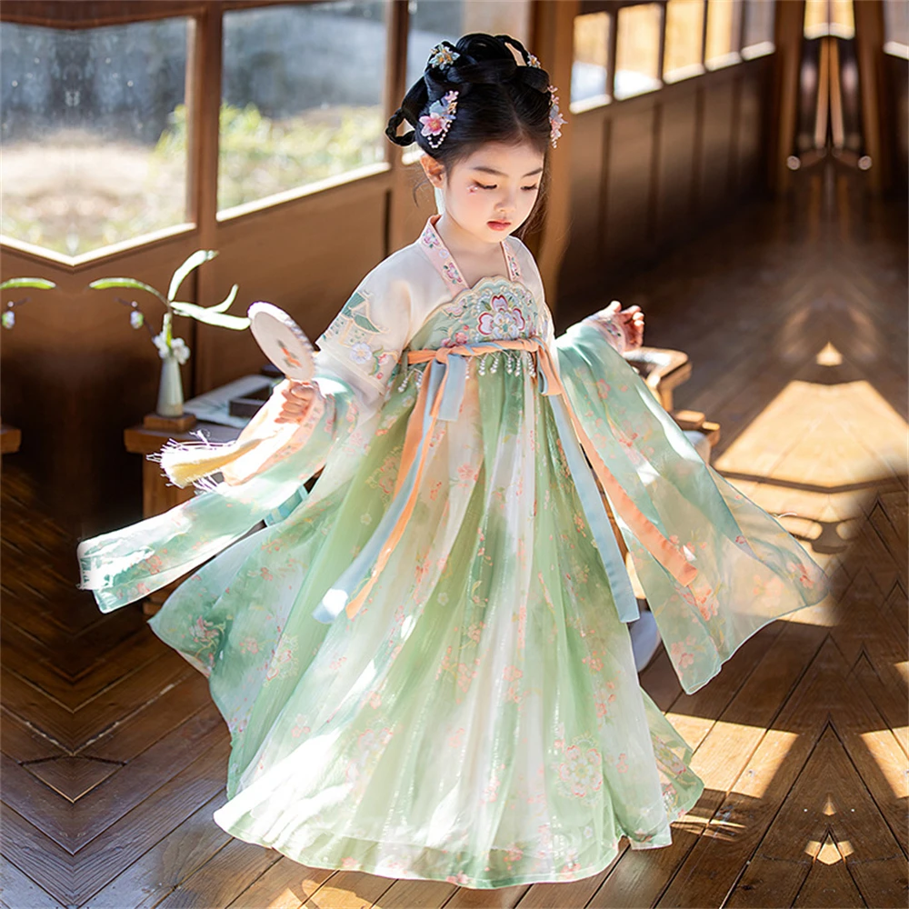 

Girls Hanfu Spring Summer New Ancient Costume Chinese Traditional Princess Dress Children's Embroidered Tang Suit Fairy Clothing