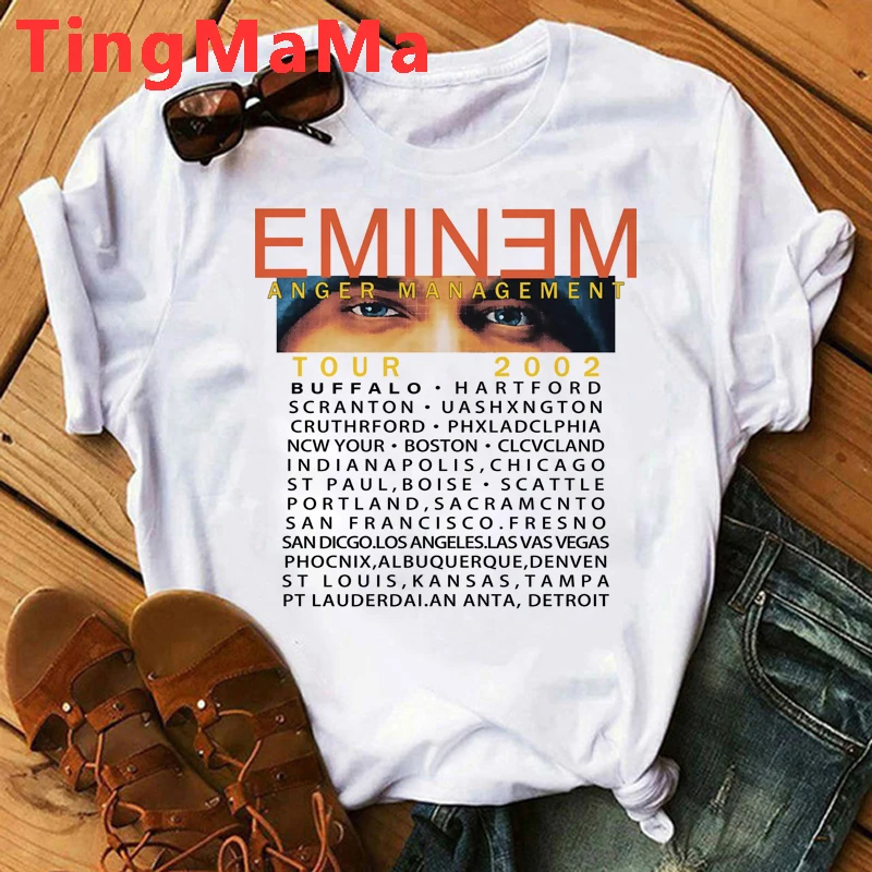 Rapper Eminem T Shirt Men Anger Management Tour 2002 Vintage Harajuku Funny Cartoon Punk Unisex Hip Hop Tops Graphic Tees Male 4