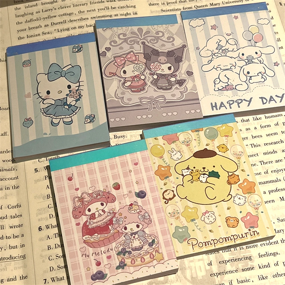 

MINISO 70 страниц Kawaii Stitch Notebook Sanrio, Hello Kitty Kuromi Cinnamoroll дневник с милым рисунком цветная бумага школьные принадлежности