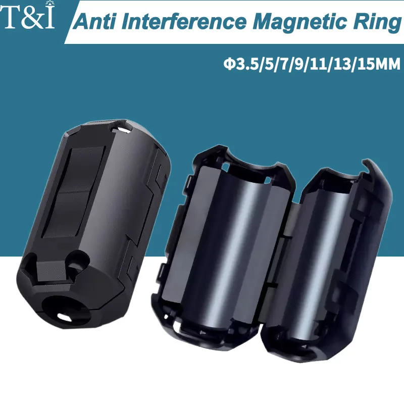 

Snap Magnetic Ring Ferrite Filter Shield Anti-Interference Removable EMC Inner Diameter 3.5MM 5/7/9/11/13/15MM Degaussing Filter