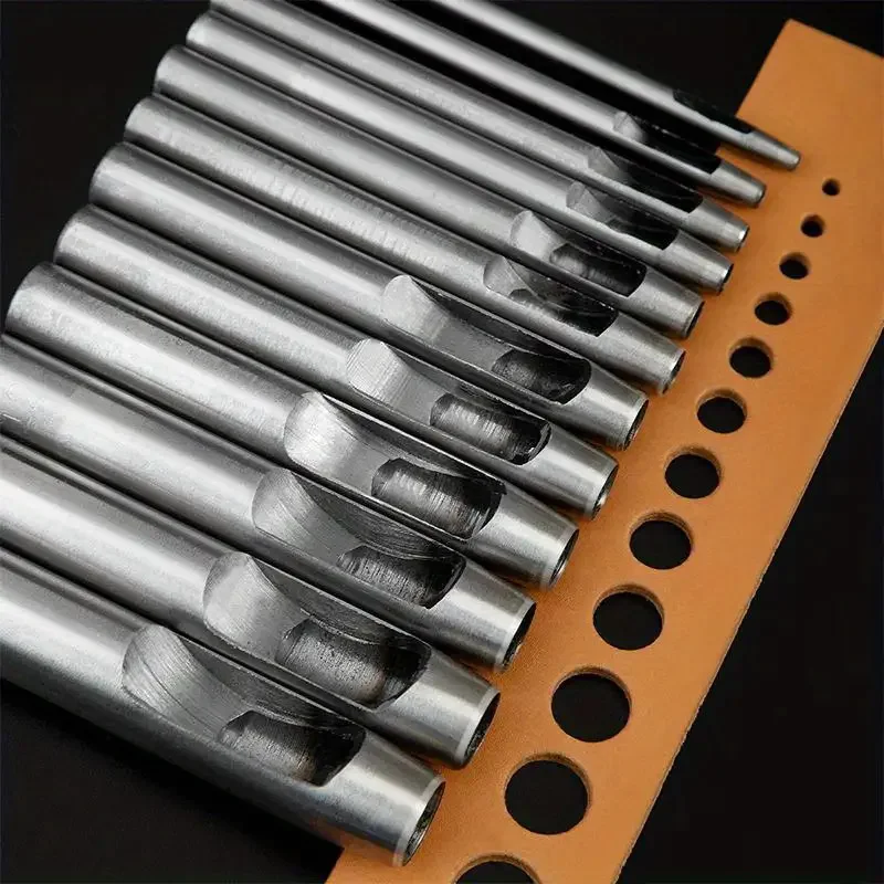 Leather Hole Puncher 6pcs Steel Hollow Round Hole Sharp Durable Cutters For Watch Bands Belts Paper