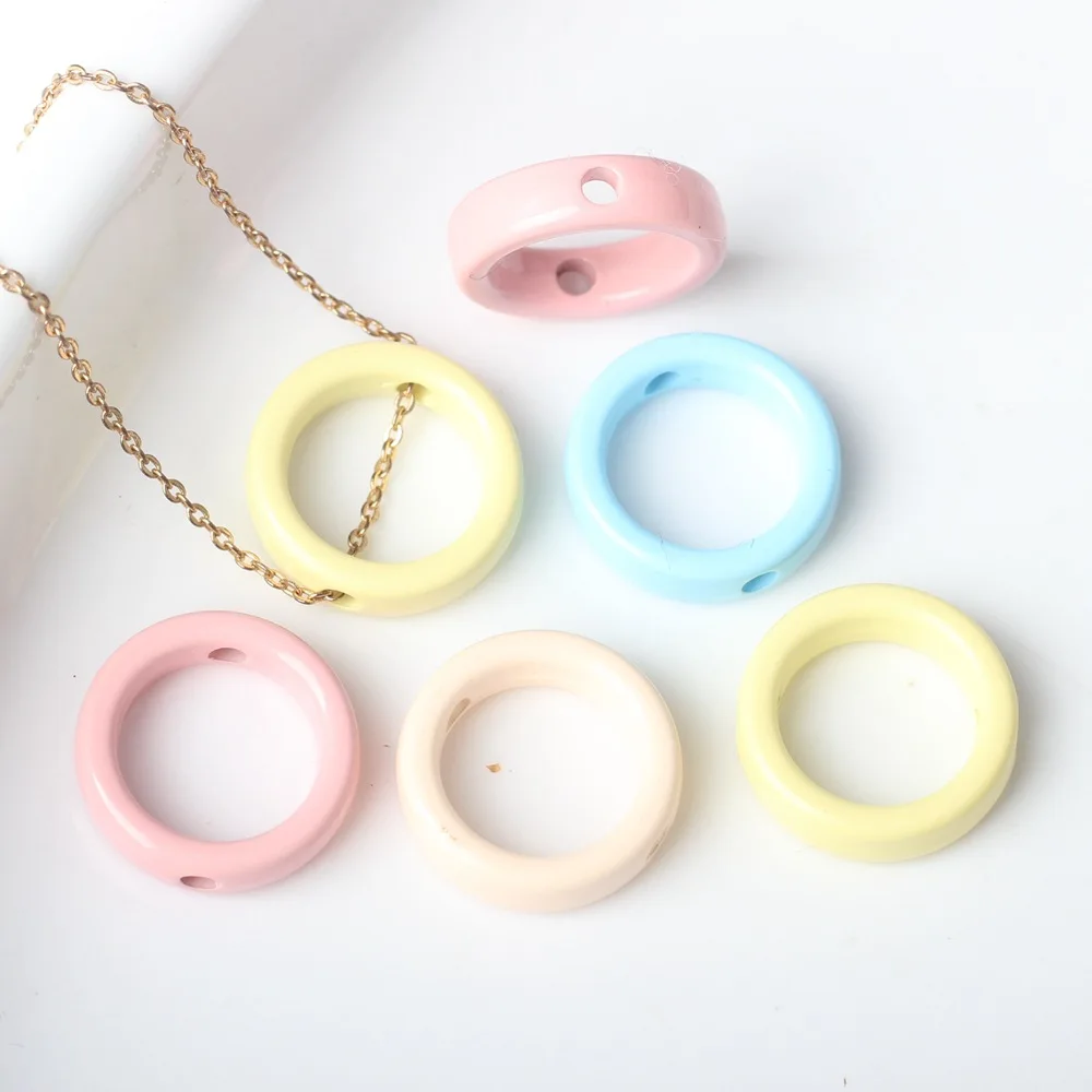 

DIY Jewelry Findings Pastel Colors Enamel Alloy Geometry Circle Round Metal Charms Fit Necklace Bracelet Earring 15*4mm 60pcs