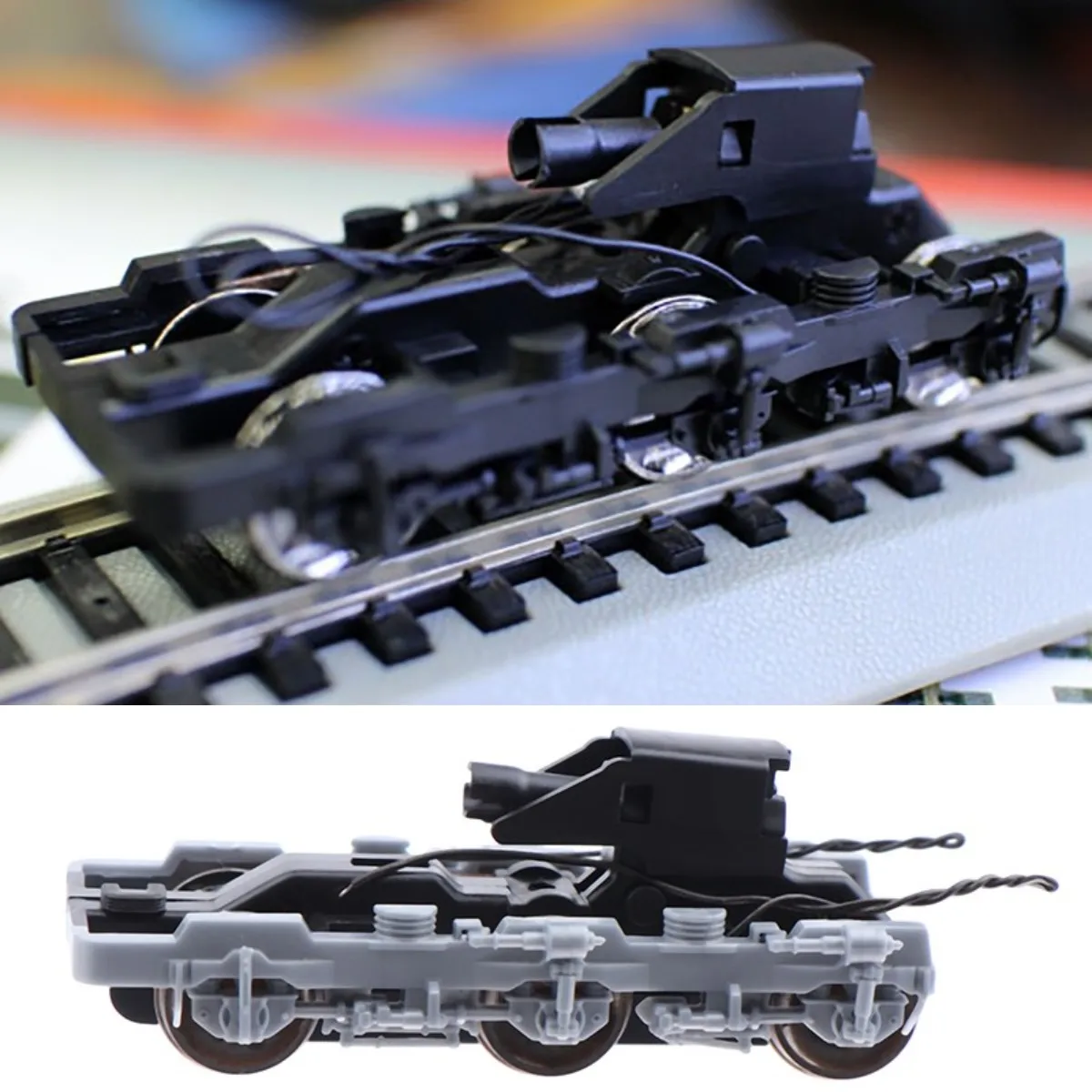

HO Scale 1:87 Undercarriage Bogie Model Railway Layout Accessories Electric Train Parts Chassis DIY Diorama Landscape Black/Gray