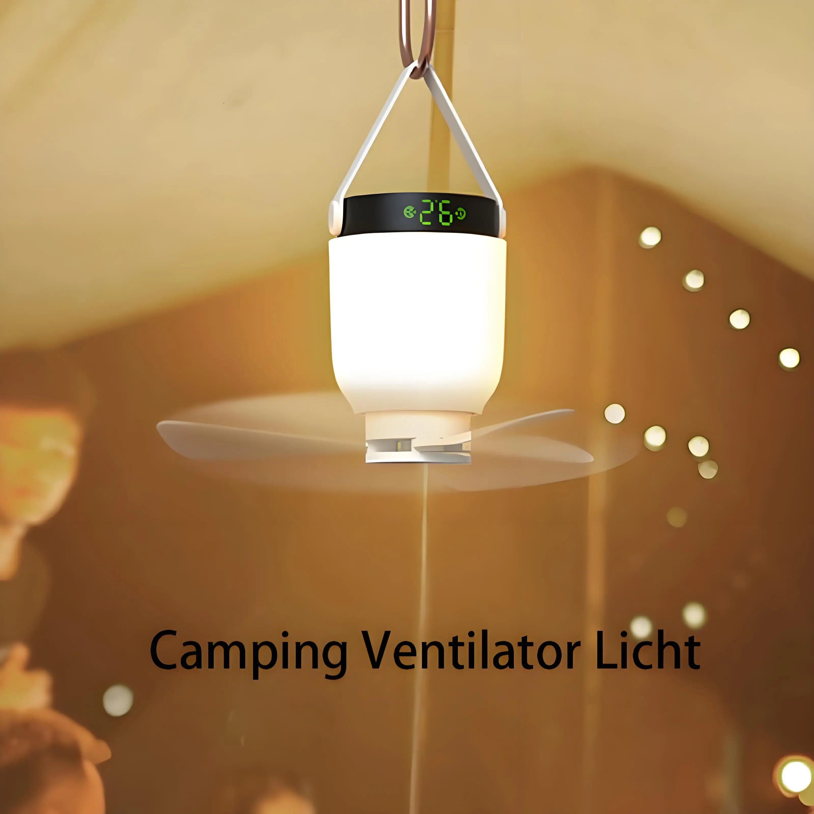 Portable Fan with Led Light and 8000 Mah Battery Powered Fan with Hook Traveler's Mini Outdoor Camping Light