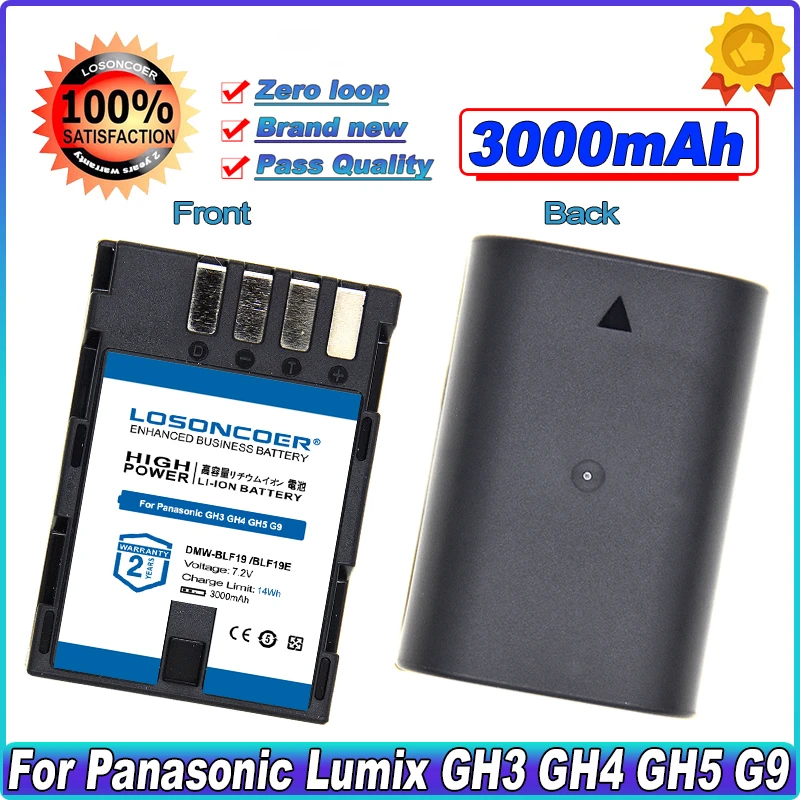 

Аккумулятор для фотоаппарата 3000 мА · ч DMW-BLF19E DMW-BLF19 DMW BLF19 BLF19E для Panasonic Lumix GH3 GH4 GH5 G9