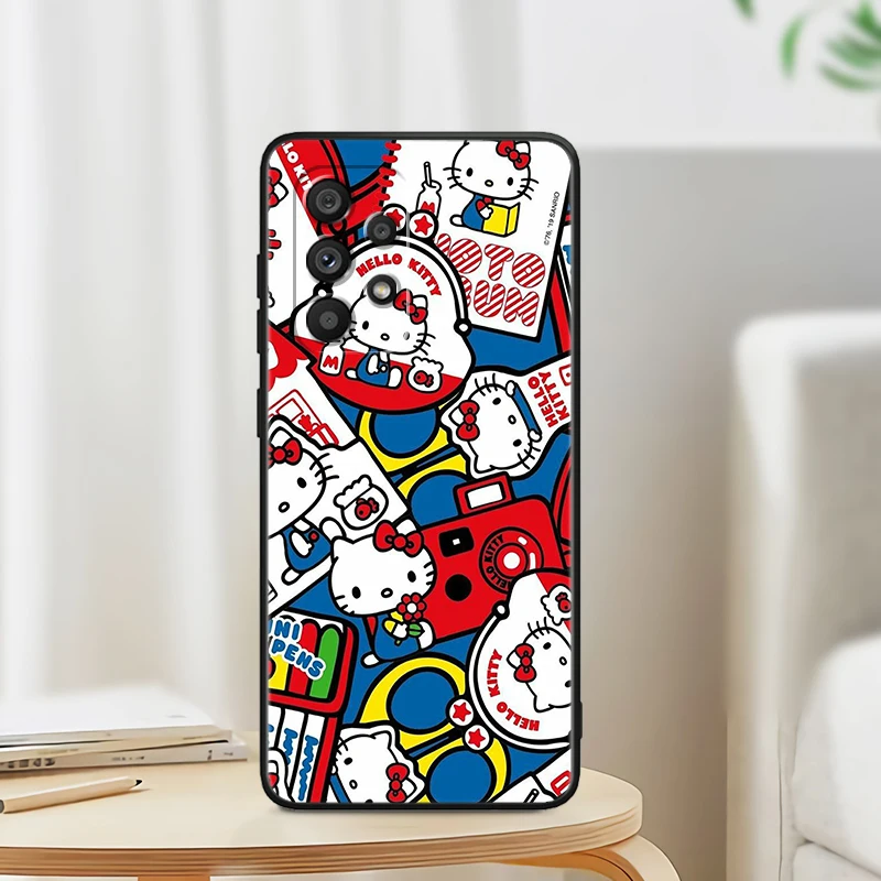 thumbnail image 1 of Anime Hello Kitty Sanrio para Samsung Note 20 10 Ultra Plus A31 A8 A14 j6 A12 A5 A70 A7 A34 A20 A04 A24 5G, funda de teléfono negra, 1 of 5