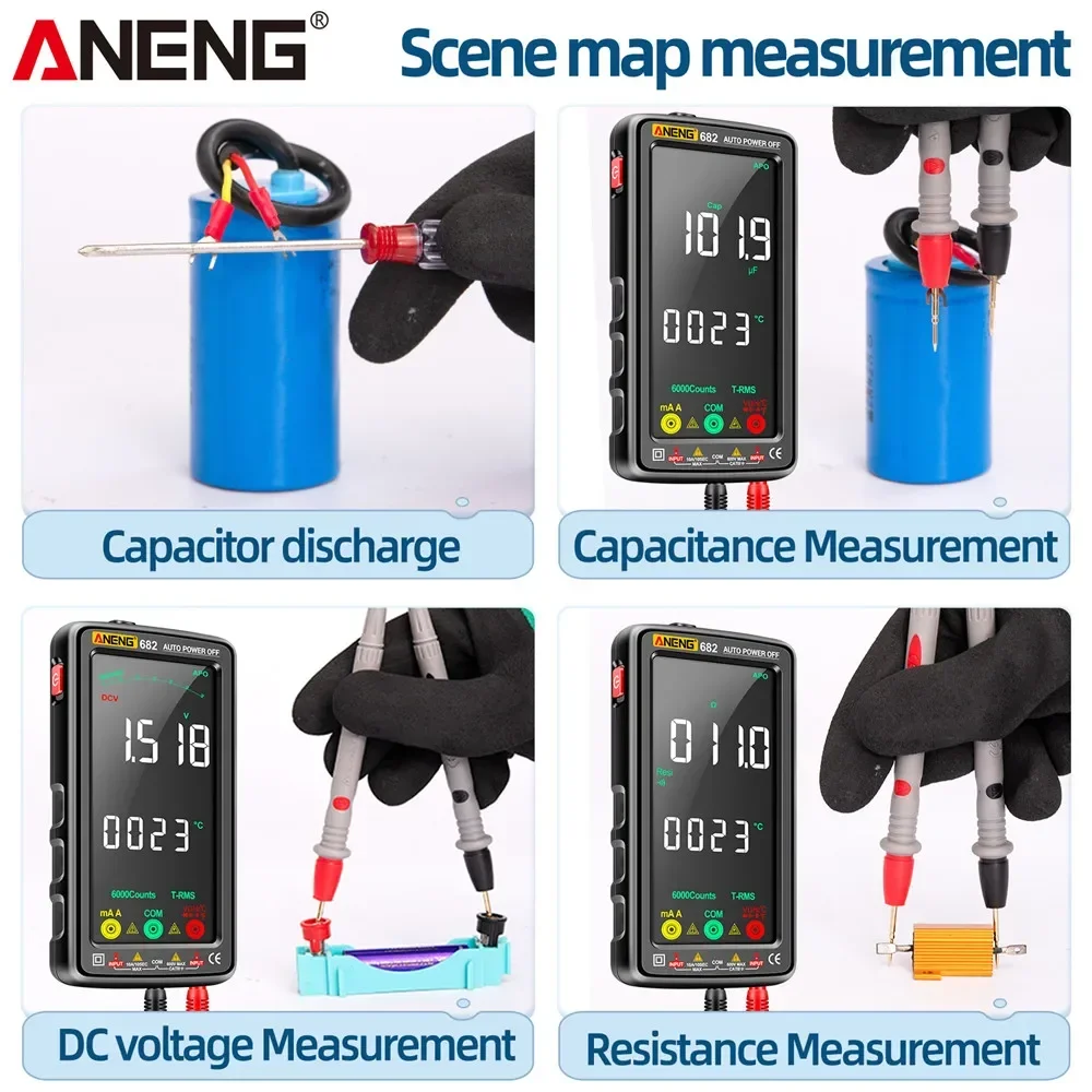 ANENG 682 Smart VA Reverse Multimeter Rechargeable Ammeter 6000 counts AC/DC Current Voltage Buzzer Electric Ohm Diode Test Tool