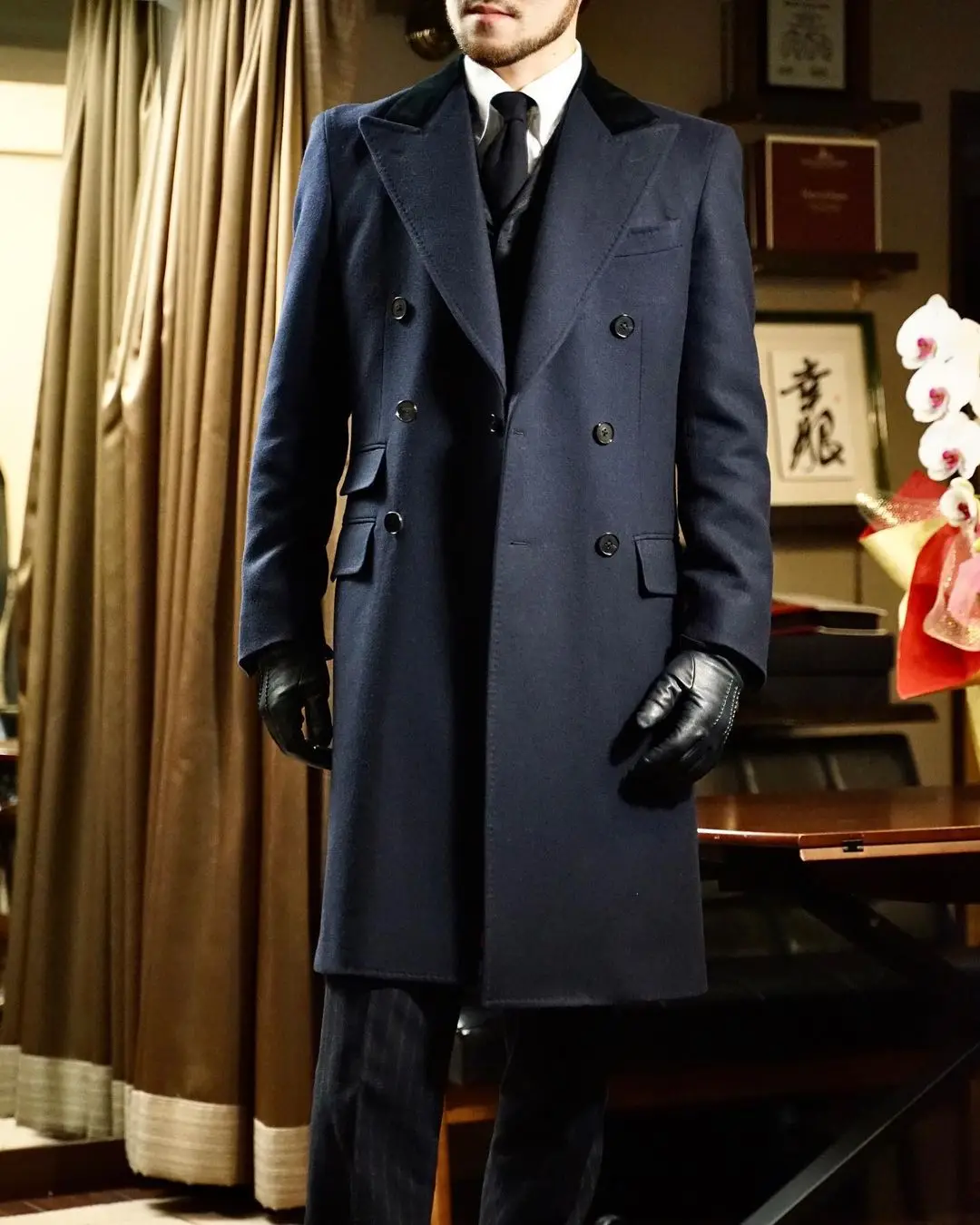 Black Woolen Modern Men Coat Tailor-Made One Piece Men Blazer Overcoat Jacket Winter Warm Wedding Groom Causal Prom Tailored