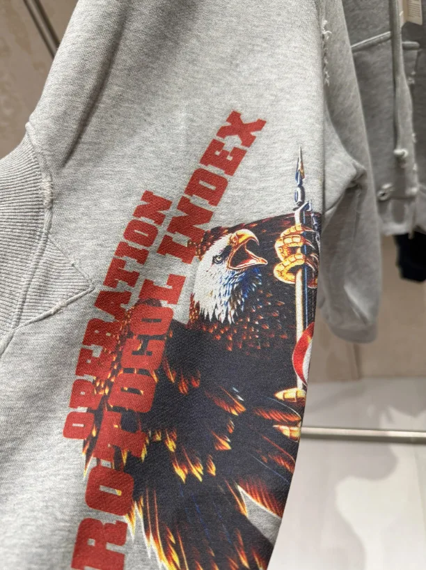 PROJECT G/R 2026 Patchwork ARMY Vintage Damaged Cardigan Pullover Men Women Best Quality Hoodie