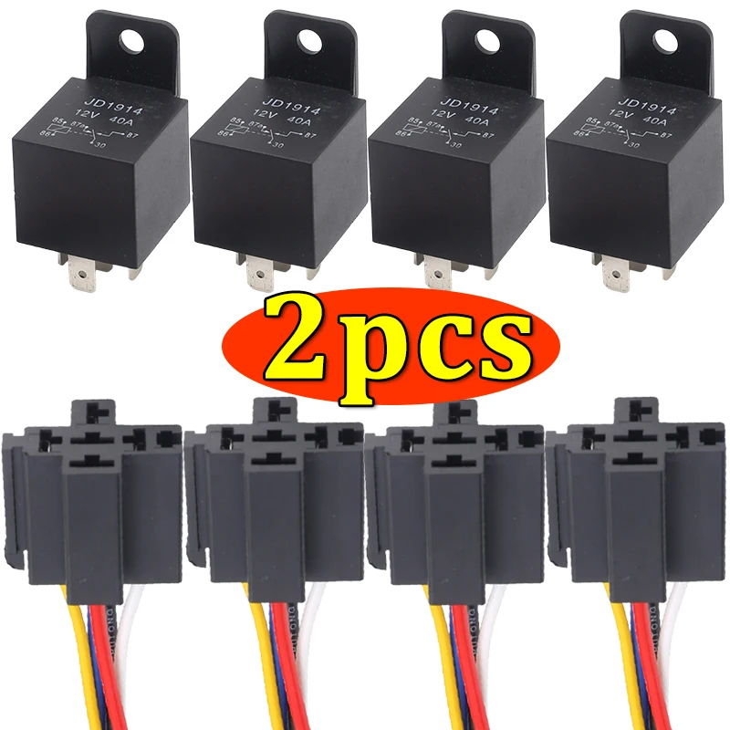 Black Red 5 Pin Automotive Relay 12V 40A with Socket Wiring Harness ...