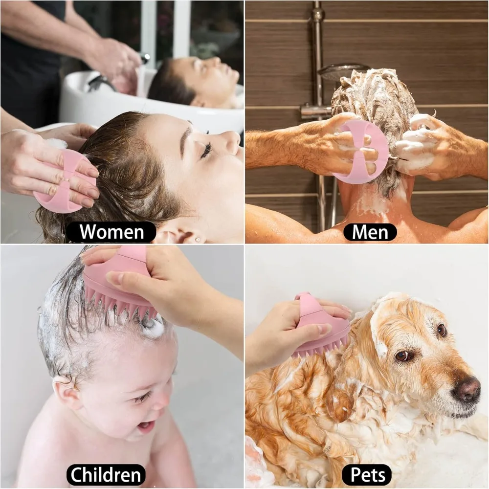 Spazzola Massaggiante in Silicone per Cuoio Capelluto, Spazzola per Shampoo, Strumento per la Cura dei Capelli per Tutti i Tipi di Capelli di Donne, Uomini e Animali Domestici - immagine 6
