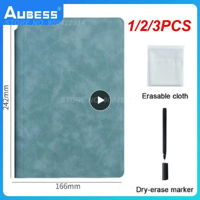 

1/2/3PCS Reusable Whiteboard Notebook Leather Memo Free Whiteboard Pen Erasing Cloth Weekly Planner Portable Stylish Office