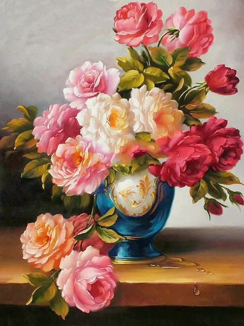 5D Diamond Painting Flower Full Diamond Tulip Rose DIY Diamond Mosaic Art Painting Cross Stitch Rhinestone Embroidery Home Decor CY-HH01315AE6