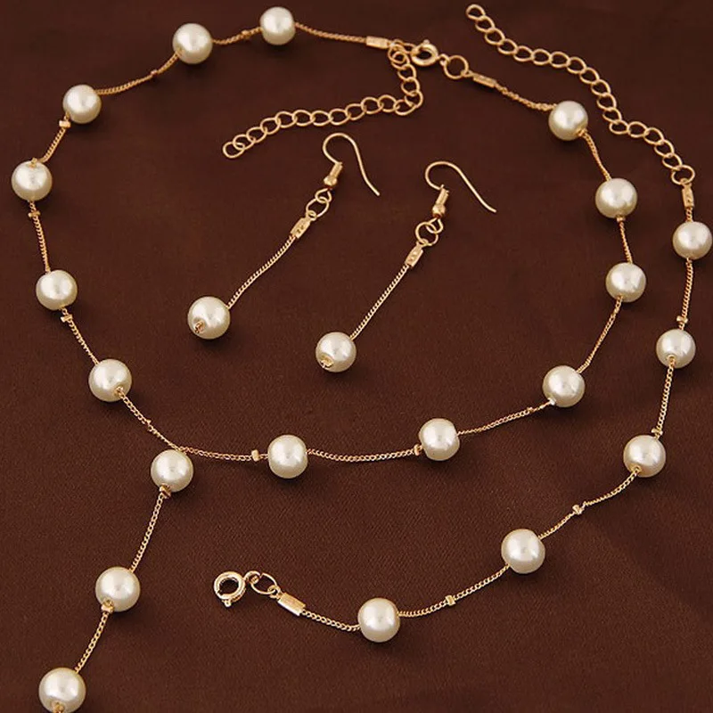 Jewelry Set for Women Long Pendant Necklace Earrings Bracelet