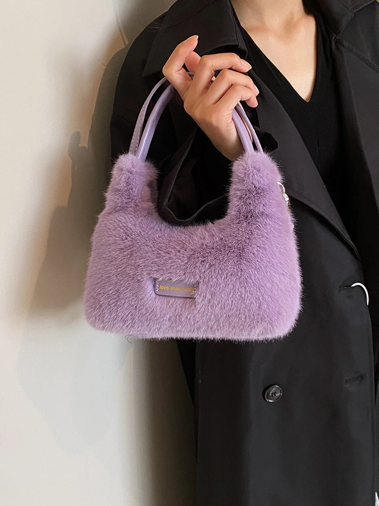 

Handbag 2024 Spring Autumn New Plush Bag Faux Mink Fur Shoulder Bag Women Korean Fashion Messenger Bag Imitation Fur Fur Bag