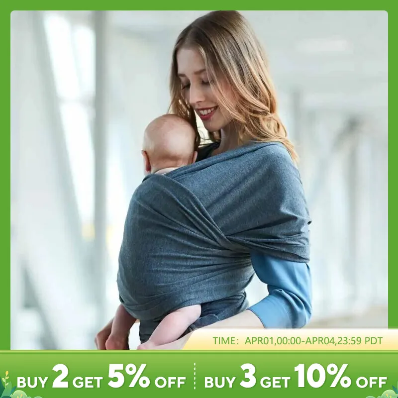 Cotton Baby Wrap Carrier Newborn to Toddler Stretchy Cotton Travel Baby Wrap Carrier Baby Sling 0-36 Months