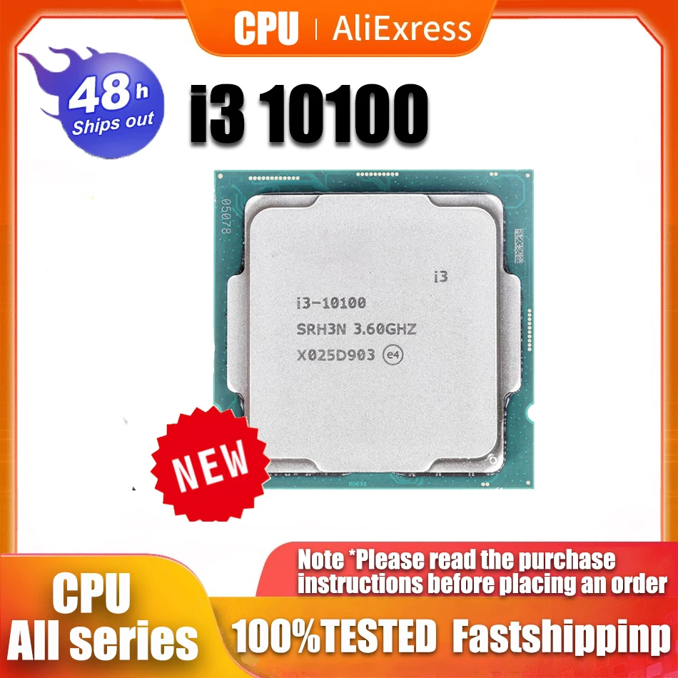 Nuovo Processore Cpu Intel Core I3 10100 3.6Ghz 4-Core 8-Thread L2 = 1M L3 = 6M 65W Lga 1200 Senza Ventola