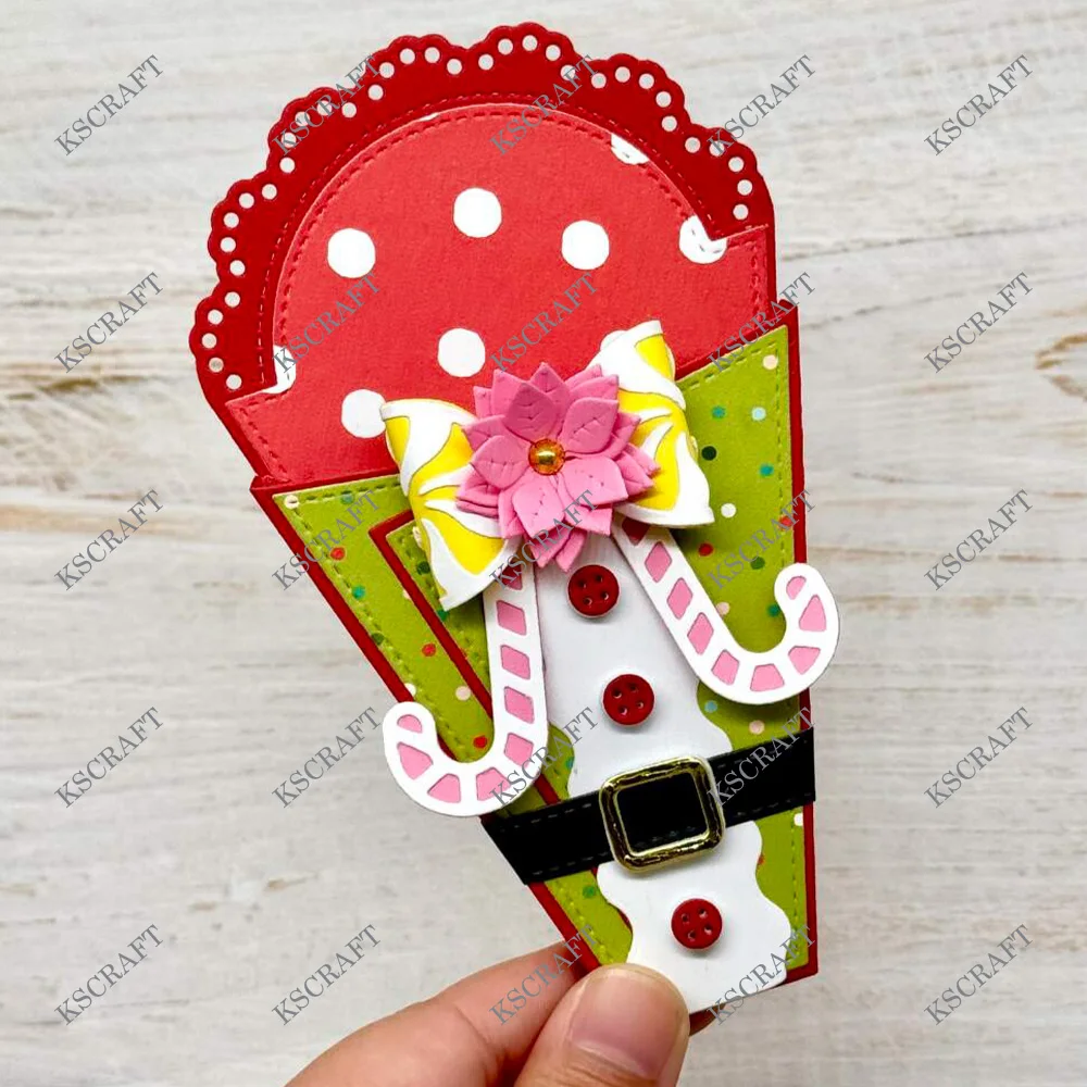 KSCRAFT 꽃다발 포장지 크리스마스 추가 절단 다이 스텐실 DIY Scra..