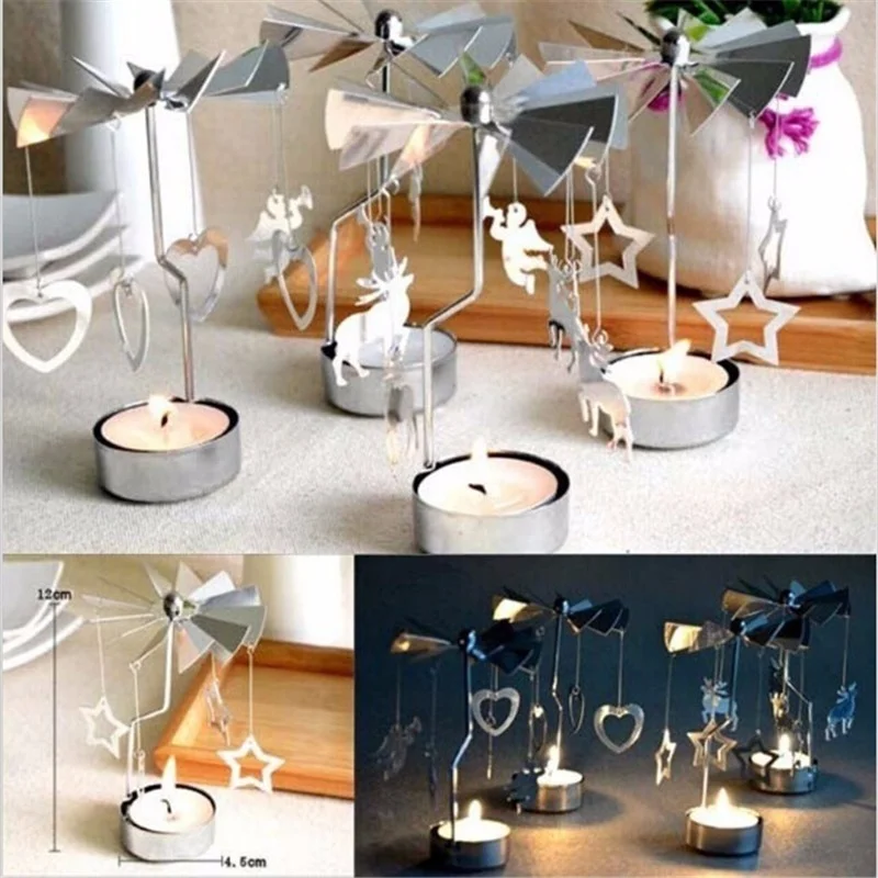 Christmas Decorations Christmas Decorations Spinning Rotary Metal Carousel Tea Light Candle Holder Stand Light Xmas Gift Candelabra for Home christmas decorations candle holders