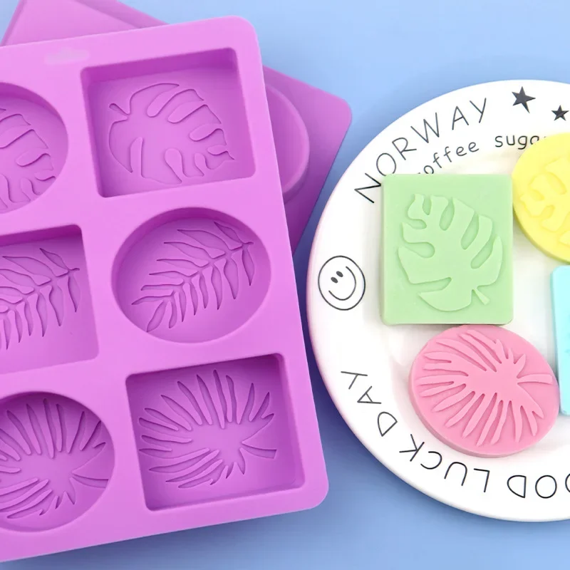 Silicone Soap Mold Round and Square Leaf Handmade Soap Making Supplies Diy Plaster Resin Candle Material Kit Cake Baking Tools silicone soap molds epoxy resin molds