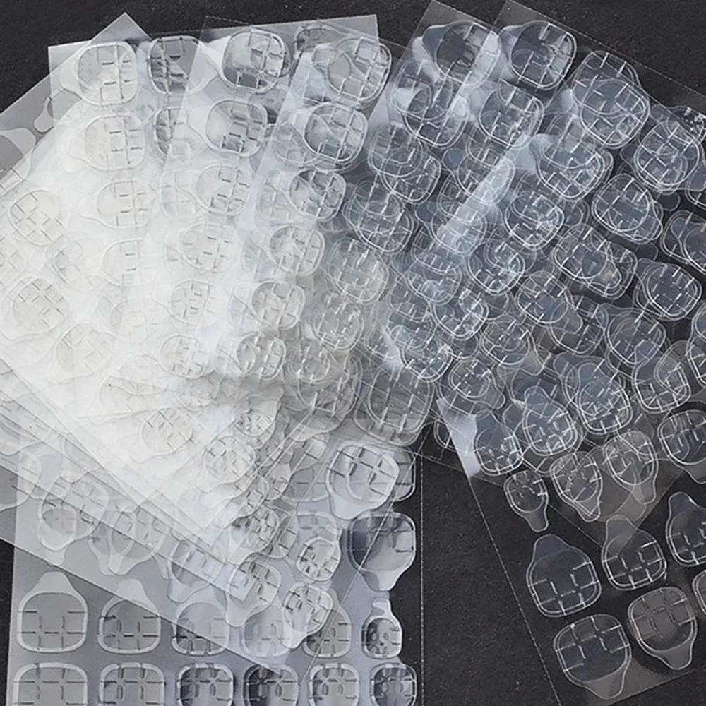 288pcs (12 Sheets) Double Side Glue Nail Sticker for Press on Nail Adhesive Tabs Waterproof Breathable Glue Tabs Transparent nail stickers