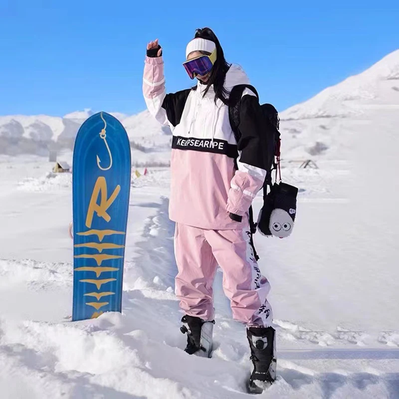 

2022 Couple OVERSIZE Ski Suit Women Men Luxury Loose Hip-hop Version Snow Hoodie Suit Outdoor Warm Waterproof Snowboard Overalls