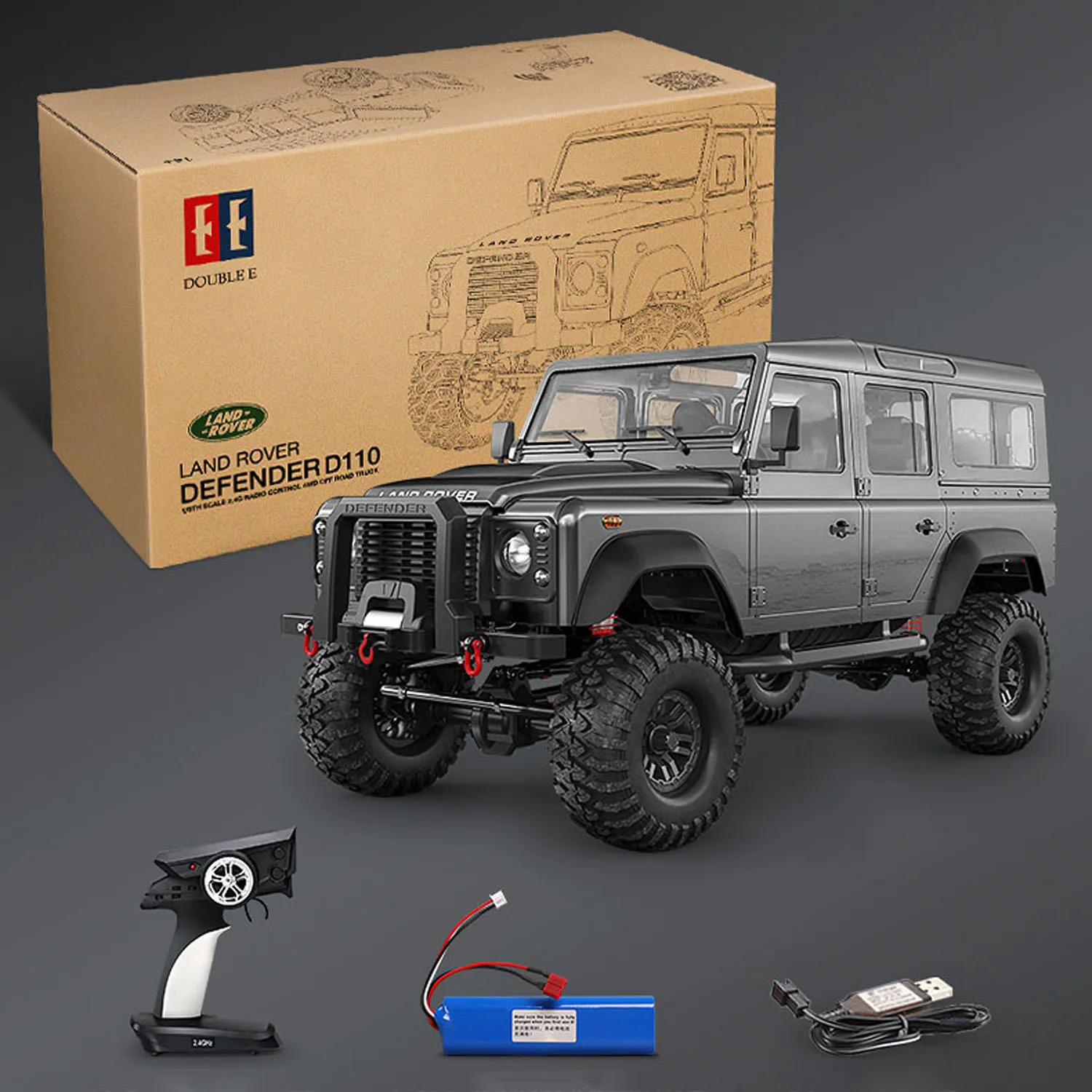 

1/8 4x4 RC Crawler Car Double E D110 E102-003 4WD 2-Speed Transmission Controlled Five Door Off-Road Climbing Vehicle Model Toys