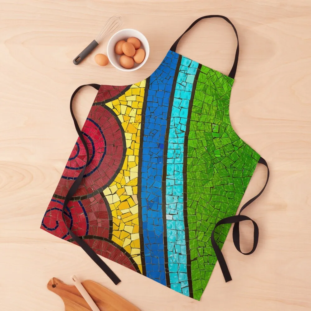 

Colourful mosaic Apron Beauty women's work Kitchen Kawaii Accessories for kitchen useful Apron
