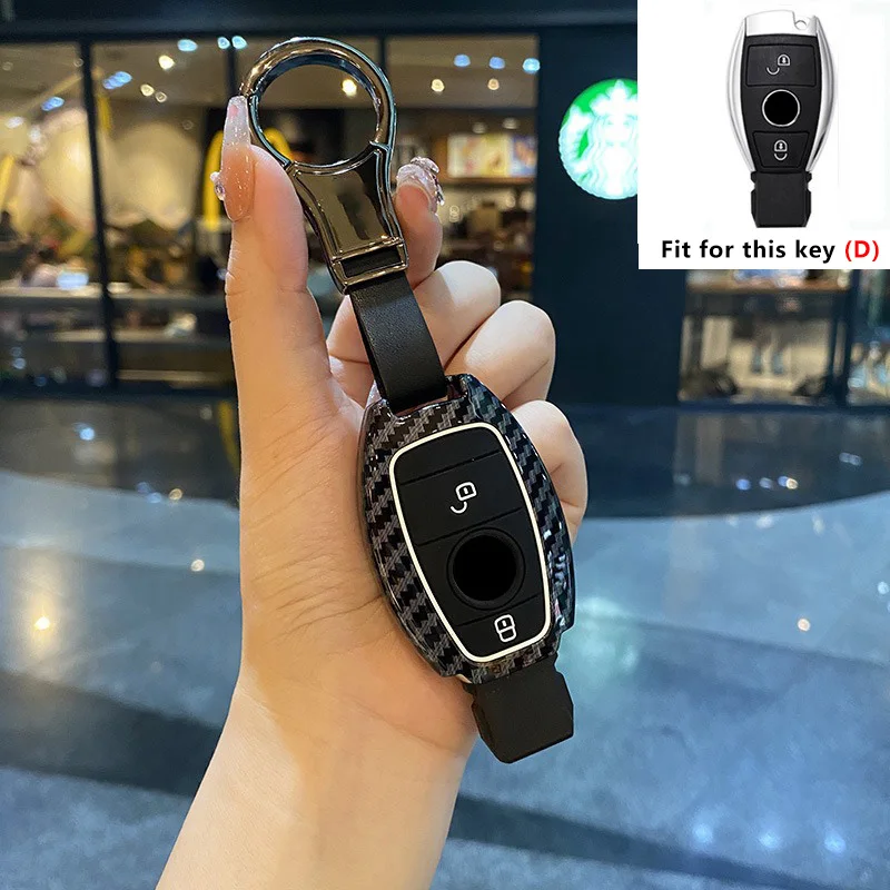 ABS Carbon Fiber Car Key Case Cover Shell in Sleek Black Finish