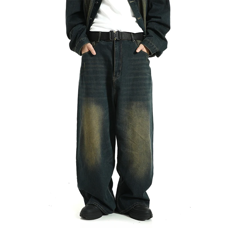 

Jeans for Men Baggy Pants Loose Gigh Street American Style Pants Vintage Clothes Men Spring Fashion Large Denim Trousers D102