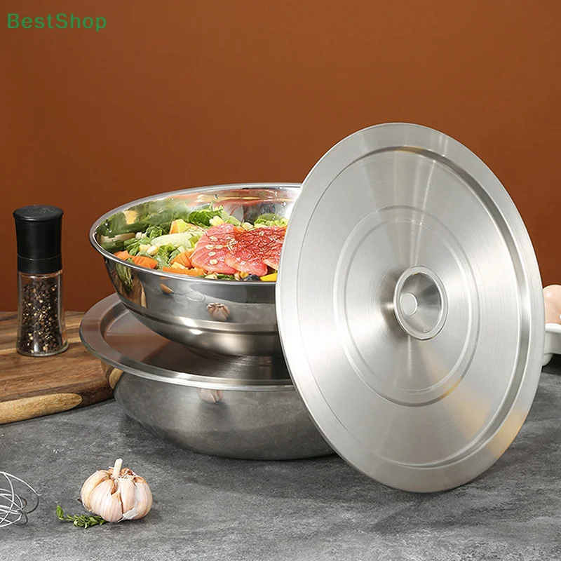 Stainless Steel Cookware Lid 20/22/24CM Reusable Cooking Pot Cover Wok Cover Frying Pan Lid Flat Pan For Bowls Basins