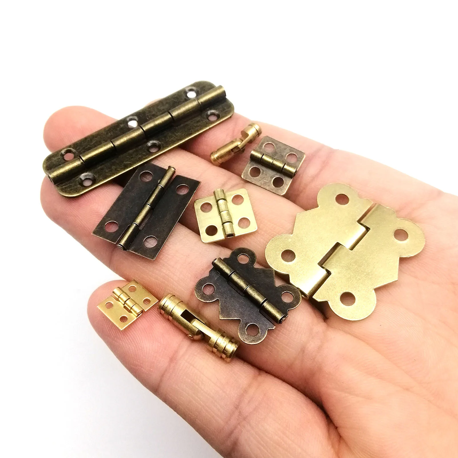 12pcs Mini Small Long Flat Jewelry Chest Gift Wine Music Wooden Box Case Furniture Dollhouse Cabinet Hinge cabinet hinge with Screw Nail