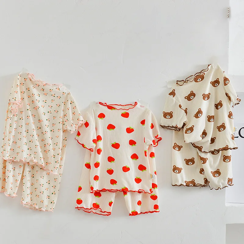 MILANCEL Summer Baby Sleep Wear Cool Baby Boys Pajama Set Floral Sleeping Set Indoor Pyjama