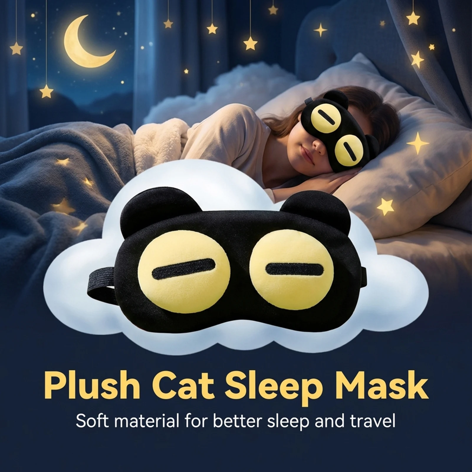 Plush Memory Foam Light-Blocking Eye Mask – Adorable Design for Relaxation and Comfort