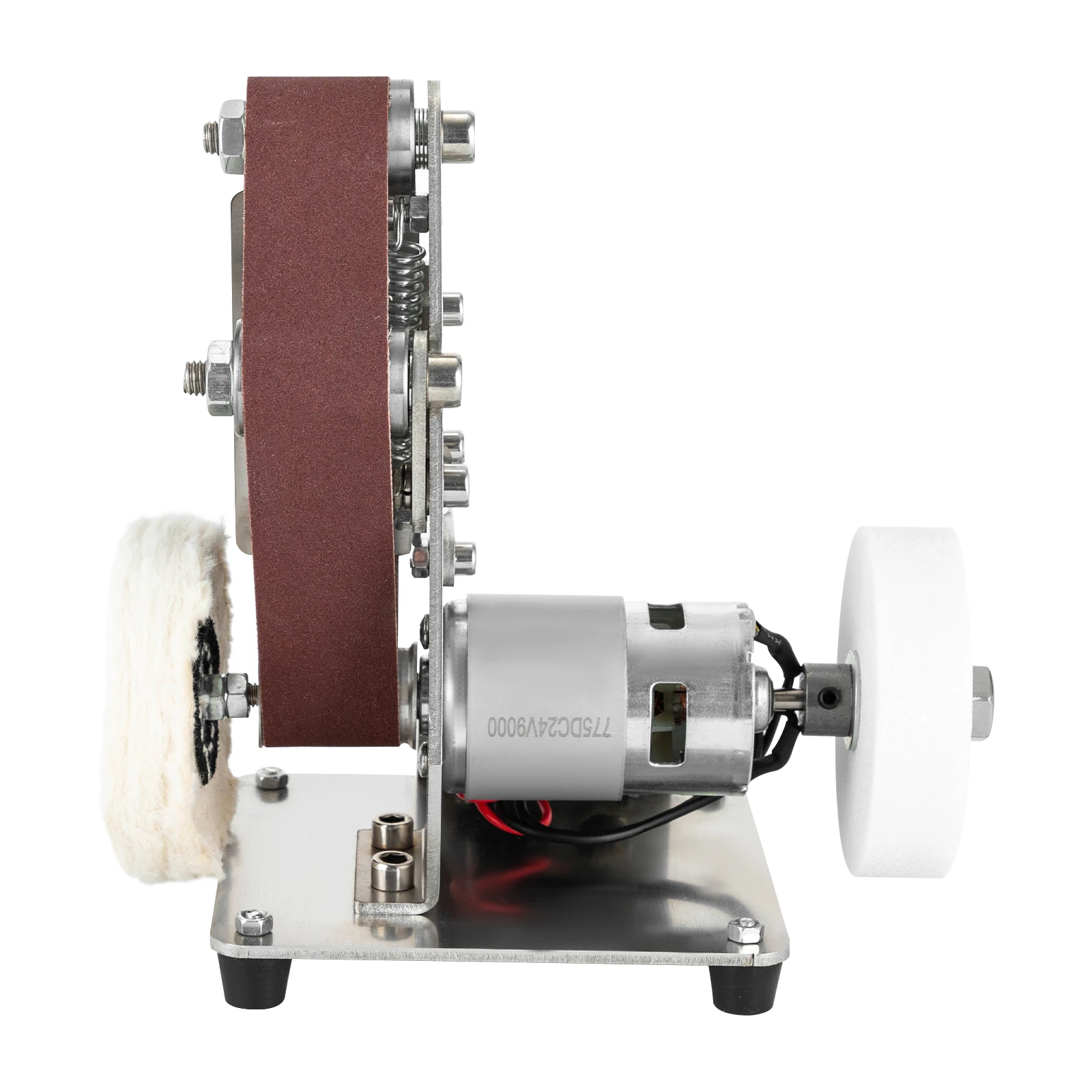 Elektrischer Bandschleifer Mini-Bandschleifer 7-stufig Einstellbar 4000-9000 U/min Kompakter Tischschleifer Polierer Gelbes Schleifrad – Detail 3