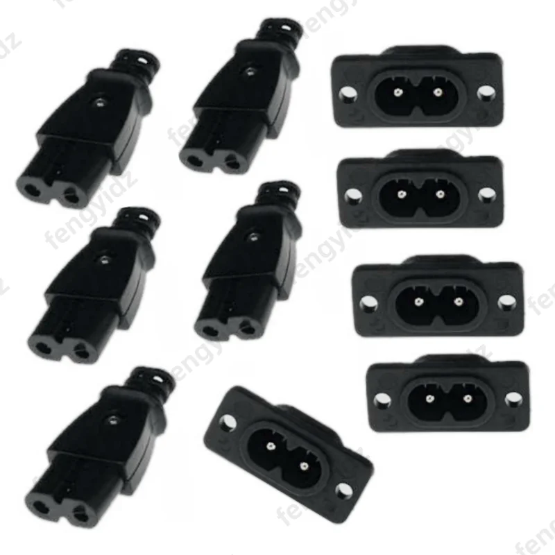 C8 male power socket C7 female plug power outlet embedded electric connector 35mm*15mm AC 2.5A 5A 250v plug adapter electrical socket power socket