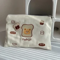 Women Canvas Cosmetic Bag Cute Embroidery Makeup Bags Girls Lovely Cloth Wallet Cotton Zipper Purse Storage Organizer Pencil Bag 2
