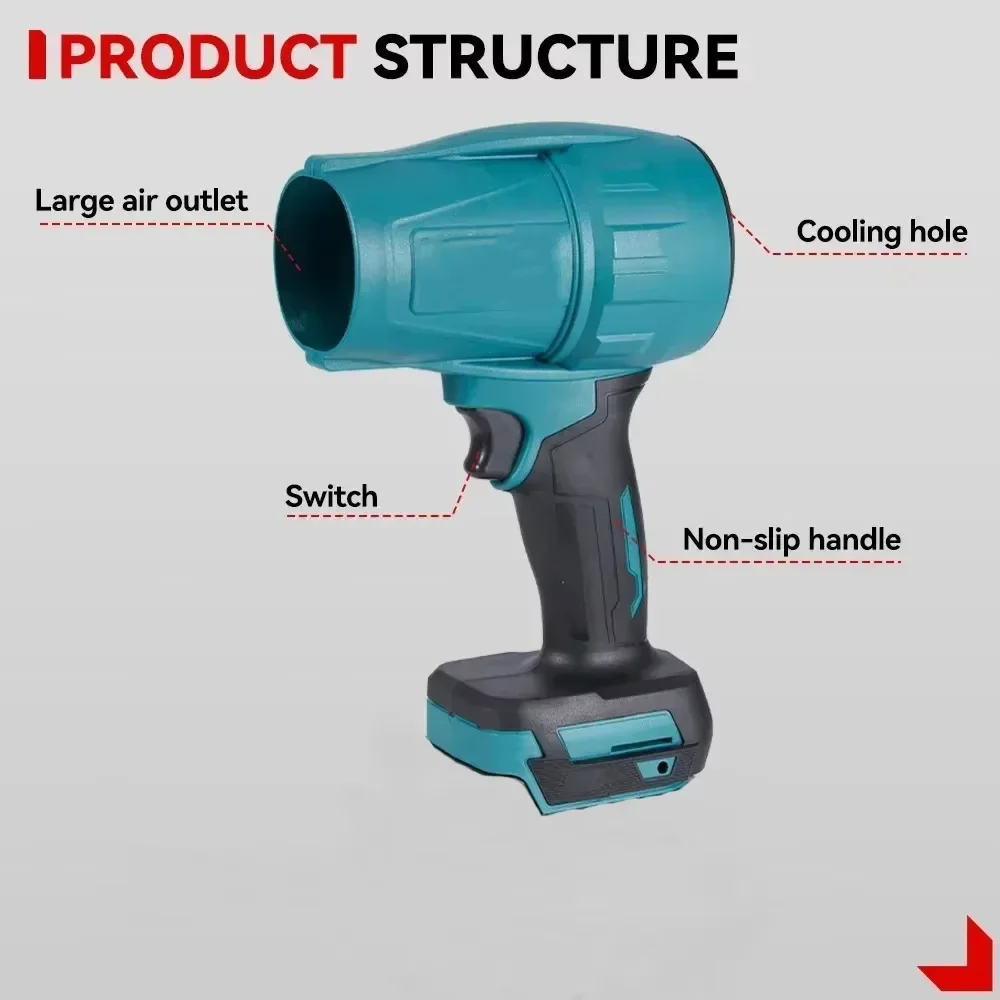 Jet Blower Portable Violent Turbo Fan Powerful Air Blower For Makita 18V Battery Wireless Handheld Fan Car Wash Air Gun Dryer 6