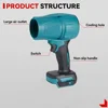 Jet Blower Portable Violent Turbo Fan Powerful Air Blower For Makita 18V Battery Wireless Handheld Fan Car Wash Air Gun Dryer 6