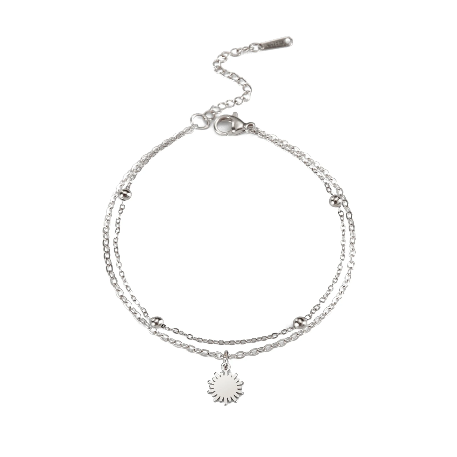 Skyrim-Inspired Sun and Moon Charm Double-Layer Bracelet – Stainless Steel Jewelry Gift