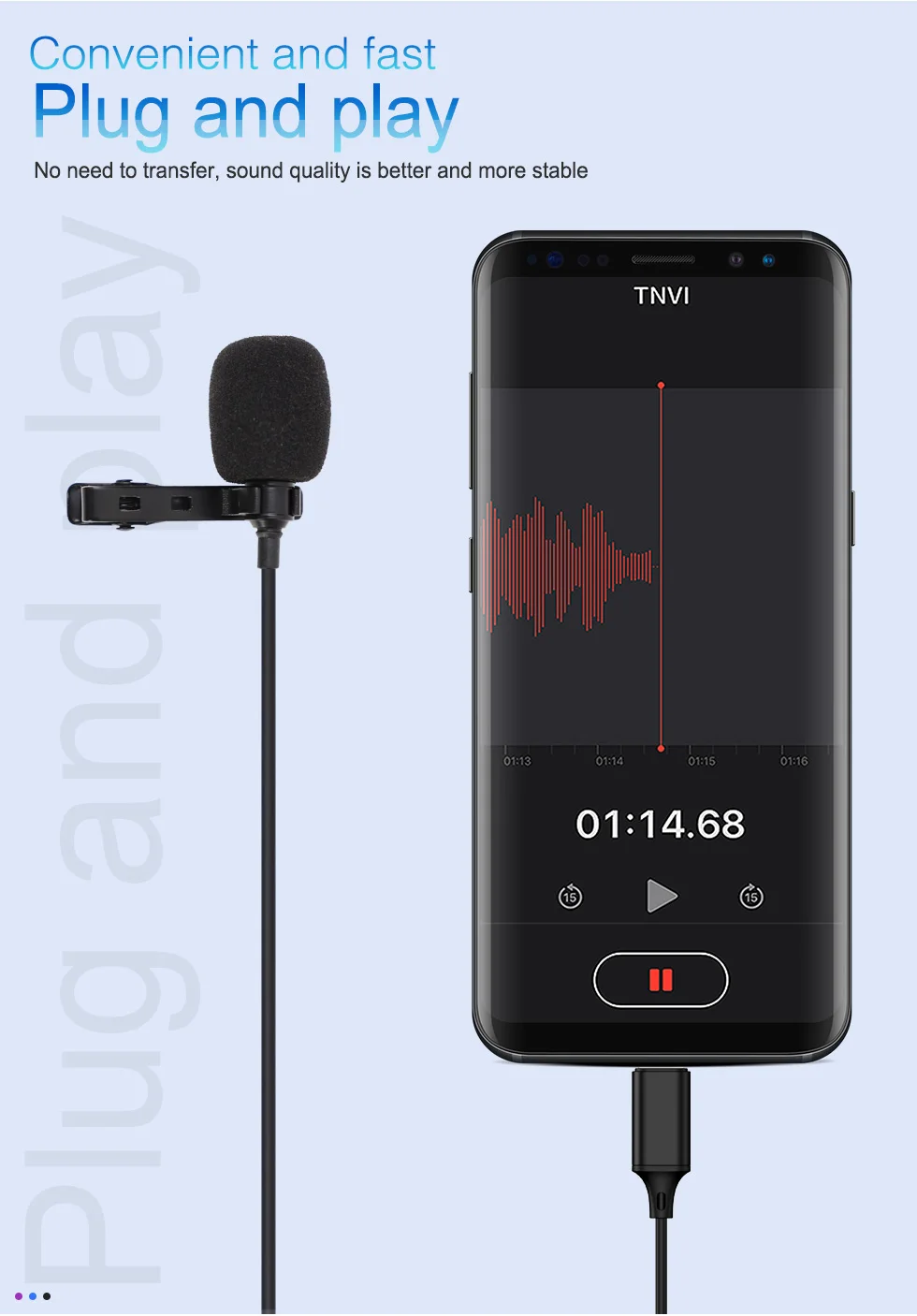 Type C Microphone For Samsung Huawei Xiaomi Redmi Oneplus Live Stream Studio Audio Record Wired Lapel Mini USBC USB C Type-C Mic condenser microphone