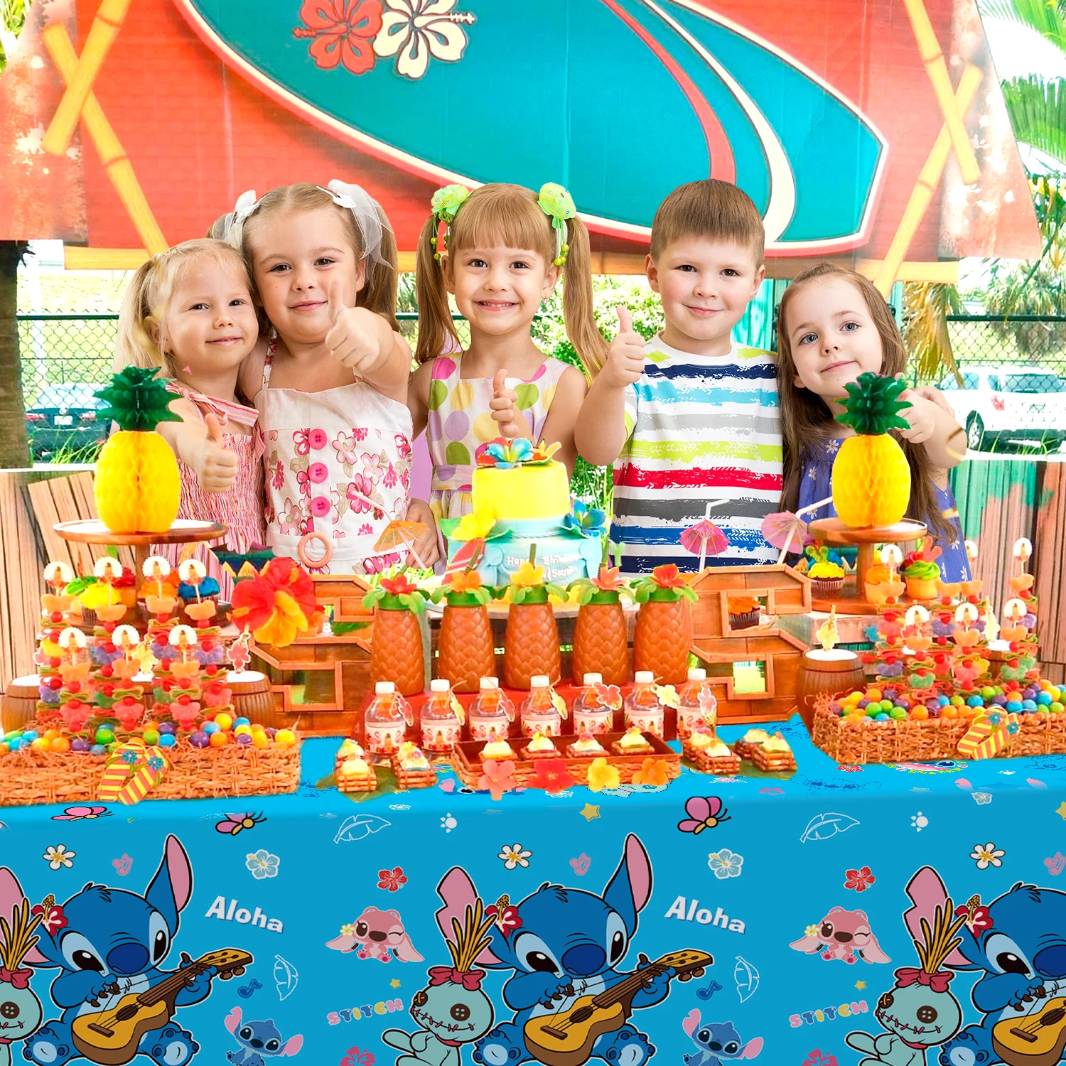 Stitch Party Tablecloths, 3pcs Stitch Party Decorations Tablecloths set-Stitch Tablecloth,Stitch Party Table Cover etc 3