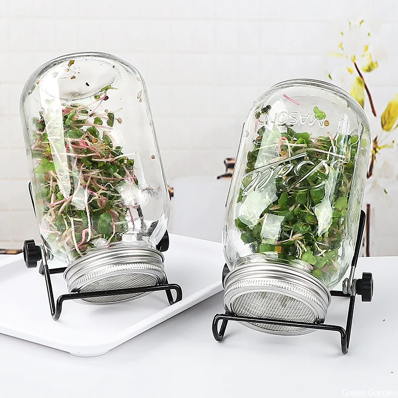 Sprouting Jars Kit 1PC Seed Sprouting Jar Kit Sprout Growing Pot Lids Hydroponic Vegetable Beans Germinator Seeding Pot for Household Wide Mouth, hydroponic gardening kit, sprouting jars kit