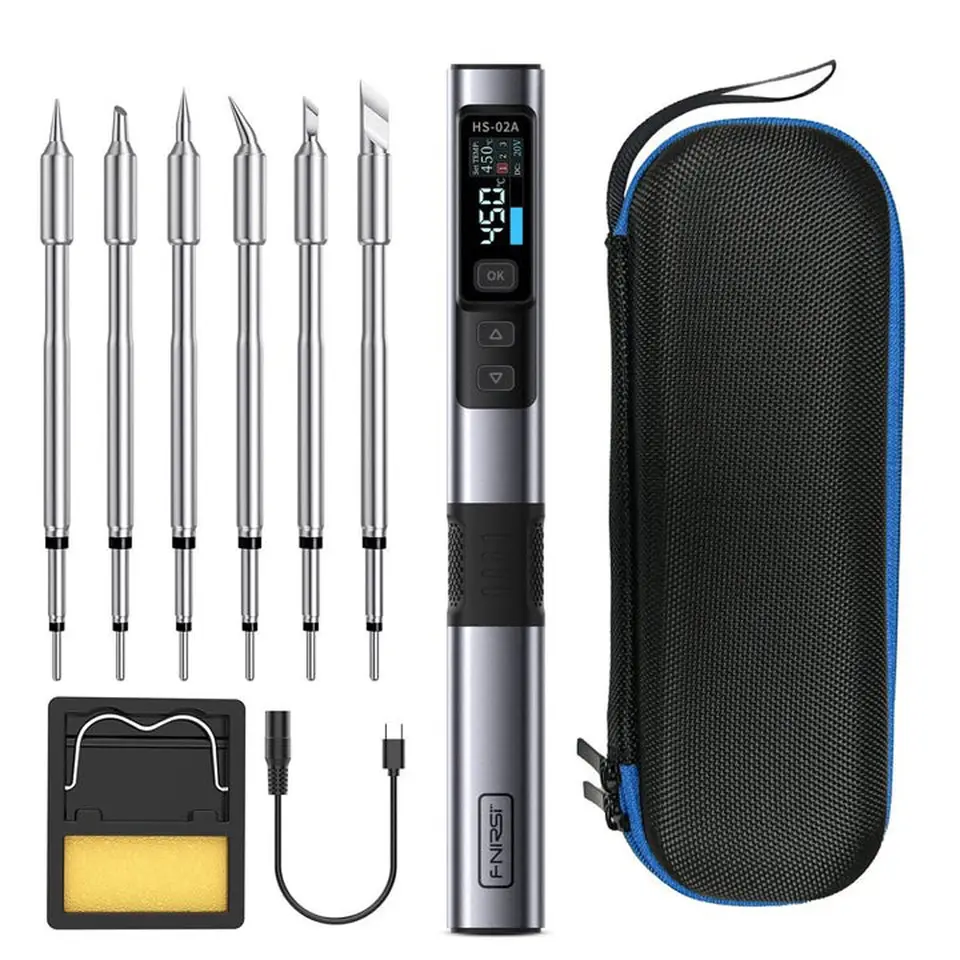 FNIRSI HS-02A Soldering Iron with 6 Tips High-Power 100W Adaptable to Quick Charging PD/QC Protocol,USB-C Smart Soldering Iron image 8