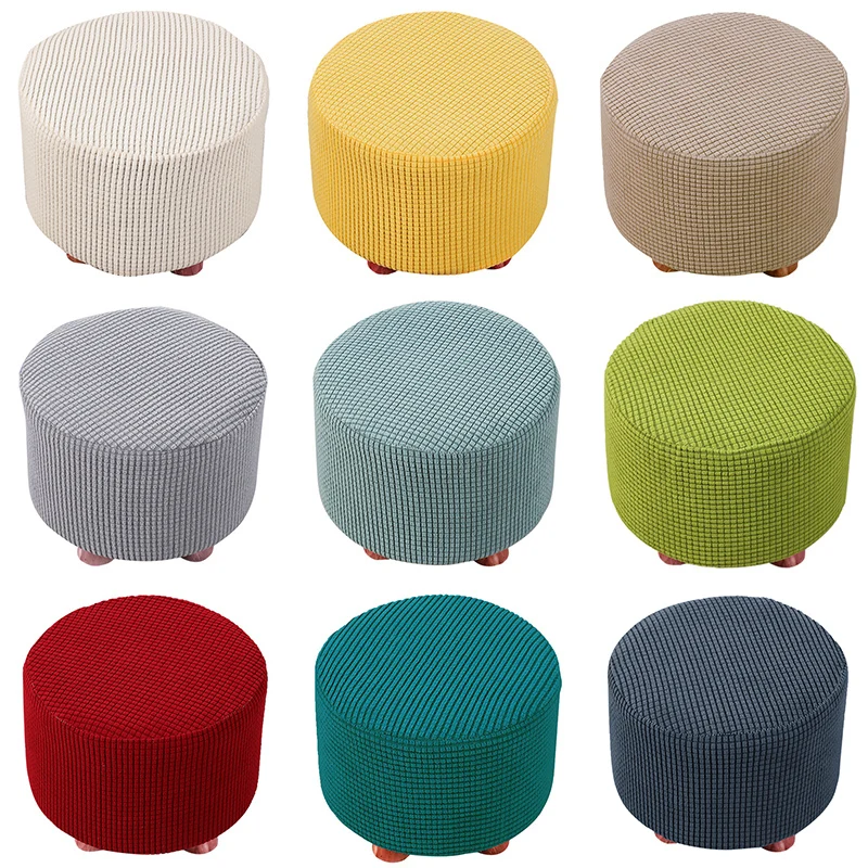 Footrest Ottoman Cover Elastic Stretch Round Chiar Covers For Living