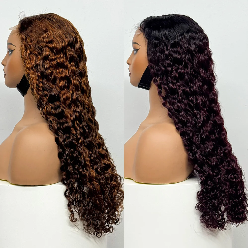300% Density Water Wave Wigs 4x4 Transparent Lace  Closure Wigs Human Hair 28 Inch Curly Wigs Deep Wave Wigs for Black Women