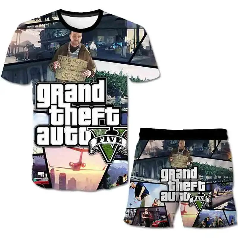 

Ropa Deportiva de juego GTA 5 para niño y niña, conjunto de 2 piezas, ropa de 1 a 14 años