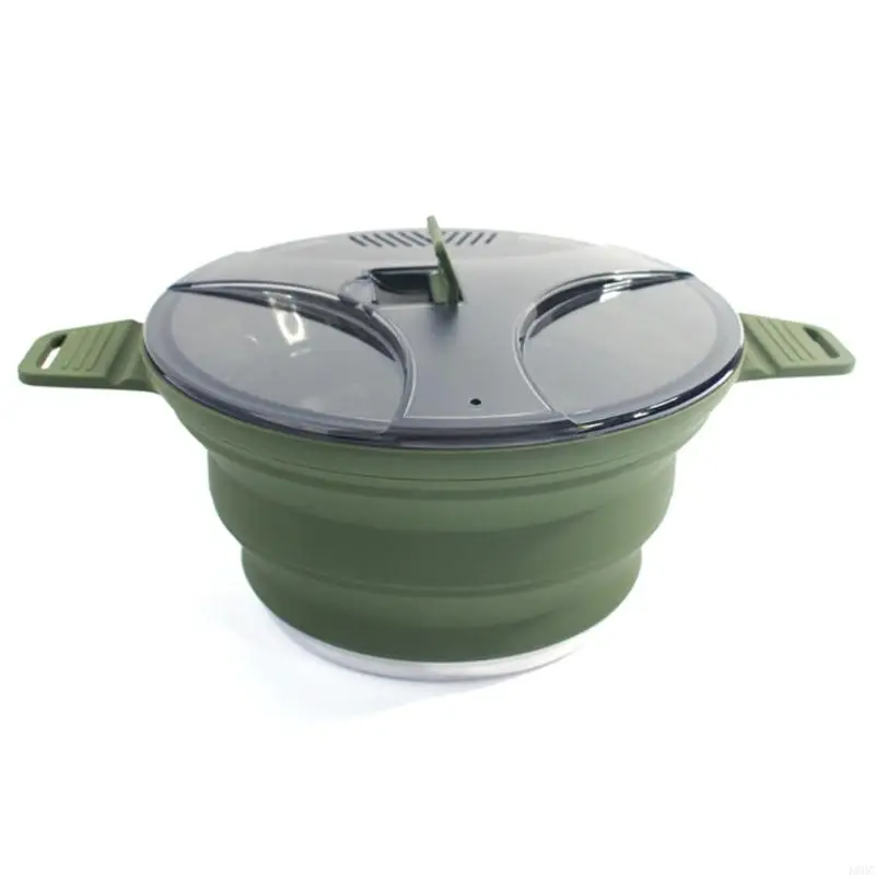 소형 접이식 실리콘 캠핑 냄비 스테인레스 스틸 내구성 야외 요리 하이킹 장비